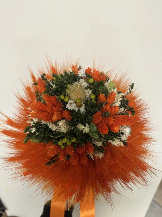 Sušená slamienková kytica - oranžová